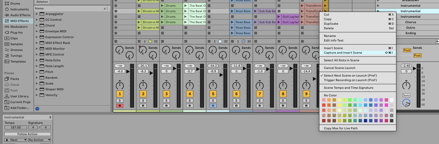 Ableton Scene creation