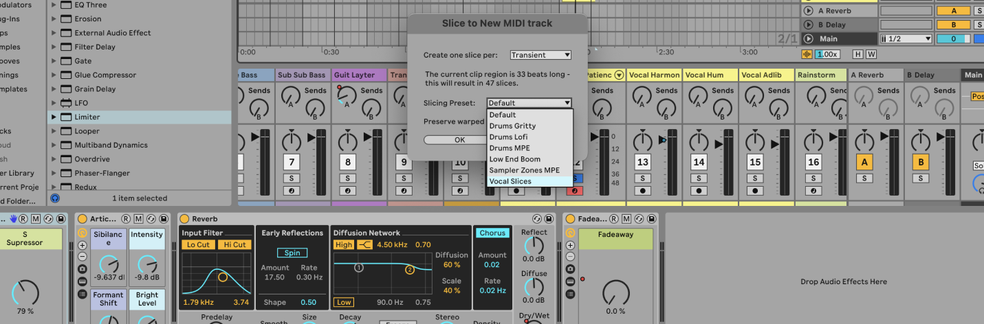 Slice to New MIDI track options